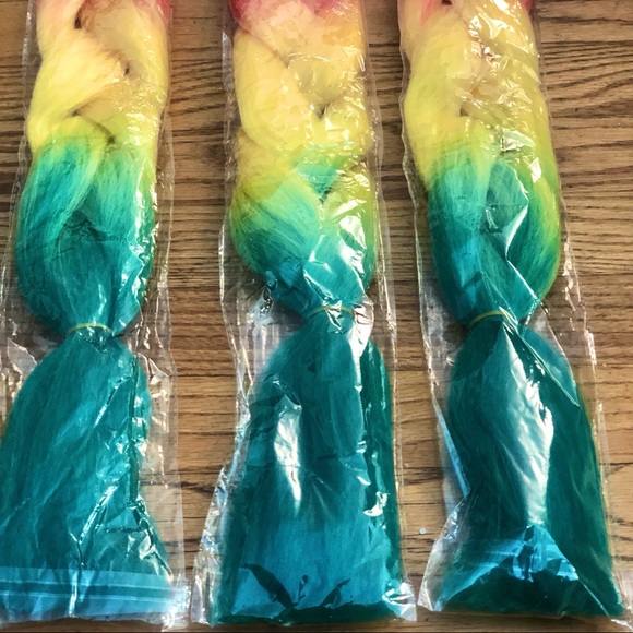 3X Bundle Rainbow Hair Extensions Packs - Picture 3 of 5